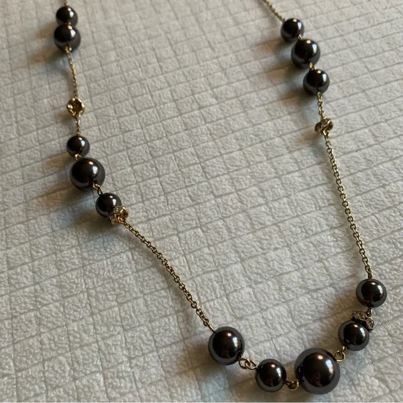 J.Crew gunmetal spheres long necklace - Picture 2 of 8